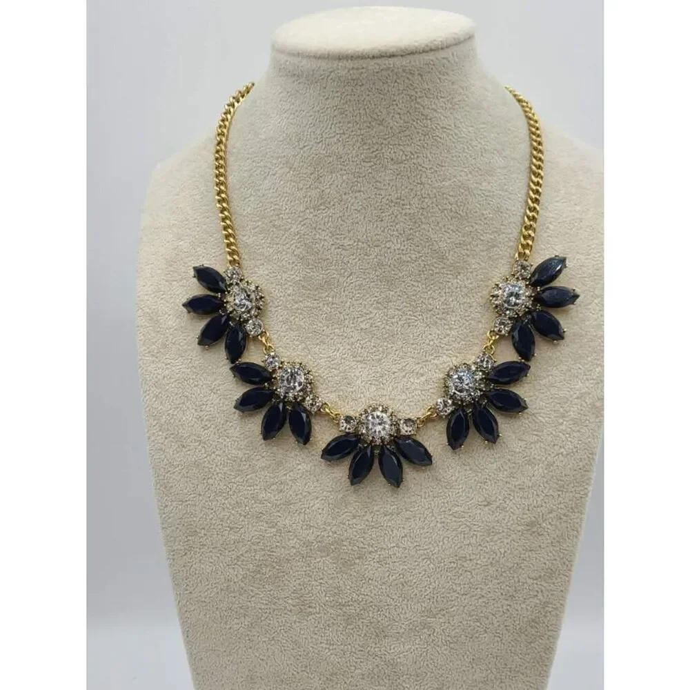 J Crew Black Clear Crystal Necklace